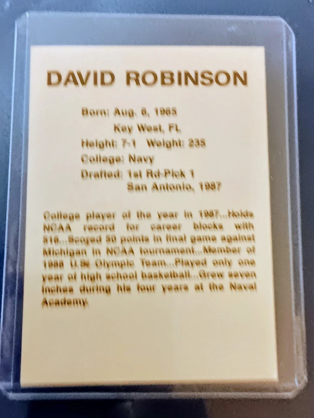 David Robinson 1989 Rookie Broder Blue Border Promo Card San Antonio Spurs